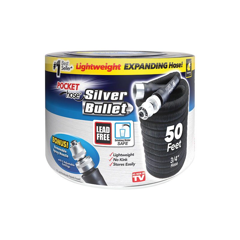 3/4" x 50' Expanding Pocket Silver Bullet Garden Hose