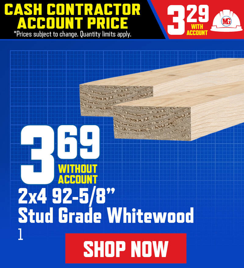 2x4 95-5/8” Precut Stud Grade Whitewood