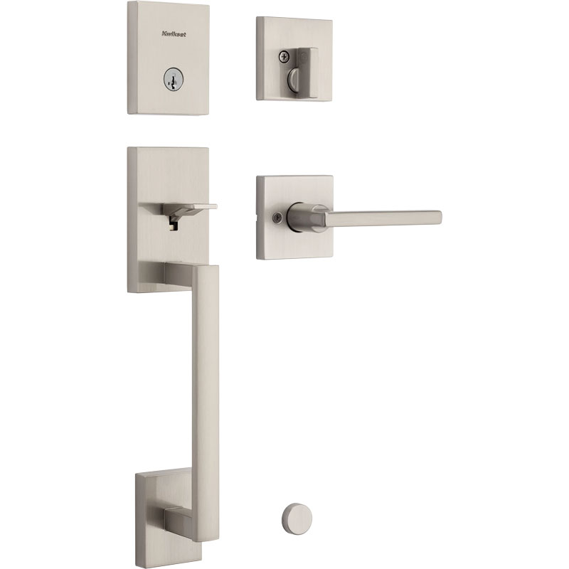  Kwikset SmartKey Handleset with Halifax Lever - Silver