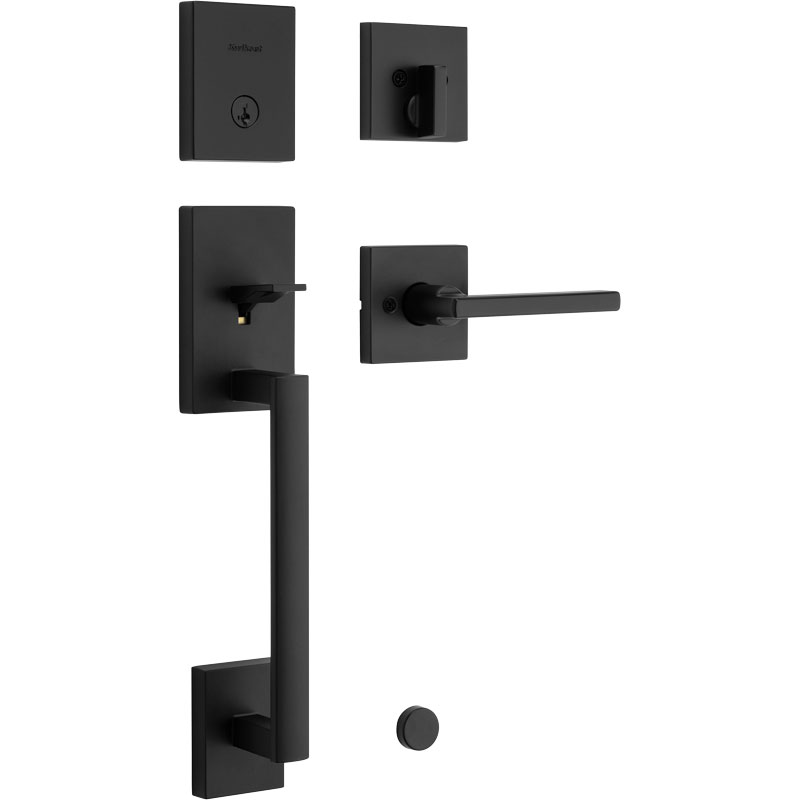 Kwikset SmartKey Handleset with Halifax Lever - Black