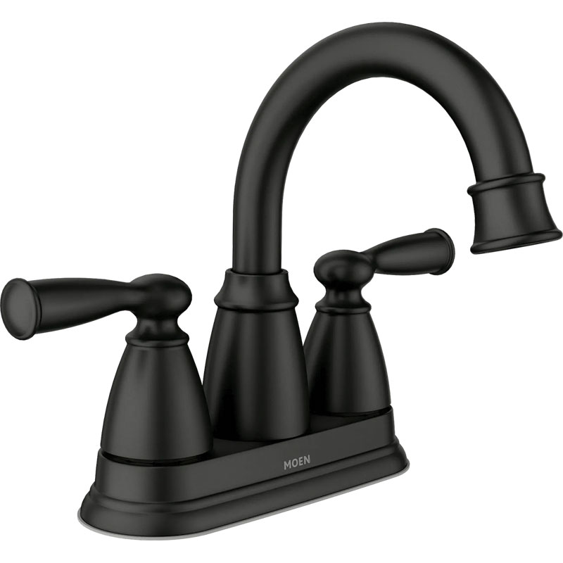 Moen Banbury Matte Black 2-Handle High-Arc Bathroom Faucet with Pop-Up