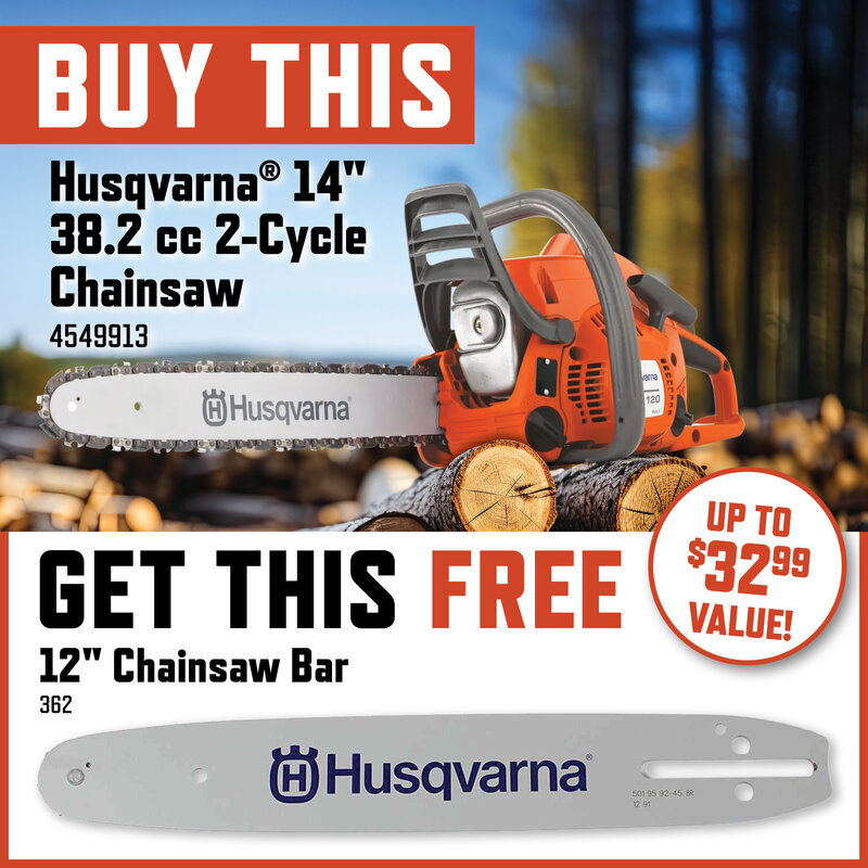 Husqvarna® Chainsaw 14" 120 38.2cc 2-Cycle Gas